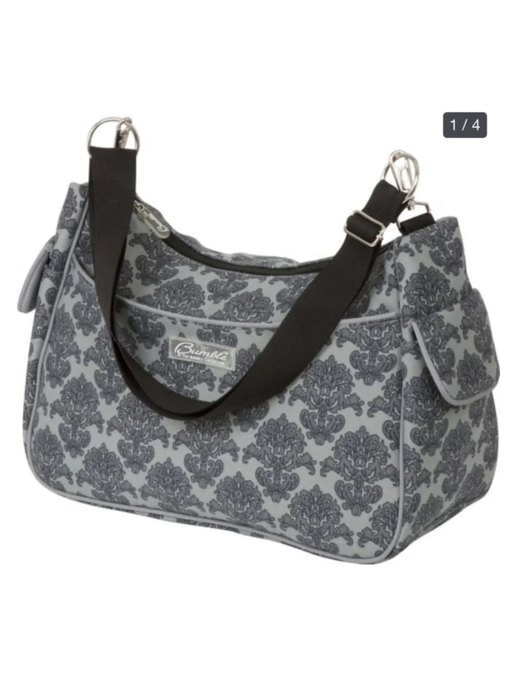 Bumble Taylor grey damask transitional diaper tote bag